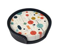 Set di 6 sottobicchieri moderni di metà secolo per bevande, in pelle, sottobicchieri, sottobicchieri, per tazza da cucina, bar, decorazione per la casa, regalo di inaugurazione della casa