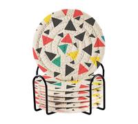 Set di 6 sottobicchieri moderni in cotone con motivo astratto grigio triangoli con supporto per tavolino da caffè protezione da tavolo