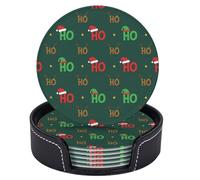 Set di 6 sottobicchieri natalizi in pelle rossa, verde, marrone, giallo e stella con supporto per tavolino da caffè, bar, cucina, arredamento per la casa