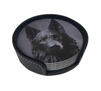 Set di 6 sottobicchieri neri con pastore tedesco per bevande, in pelle, sottobicchieri, sottobicchieri, per tazza da cucina, bar, decorazione per la casa, regalo di inaugurazione della casa