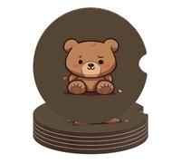 Set di 6 sottobicchieri per auto con orso carino, 6,6 cm, antiscivolo, universali, sottobicchieri, portabicchieri per auto, set di accessori per interni dell'auto, unisex