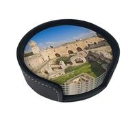 Set di 6 sottobicchieri per bevande con Israele alla Torre di David, in pelle, sottobicchieri, sottobicchieri, per tazza, cucina, bar, decorazione per la casa, regalo di inaugurazione della casa