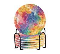 Set di 6 sottobicchieri per bevande con motivo tie-dye arcobaleno con supporto sottobicchieri per bevande Posavasos Para Mesa