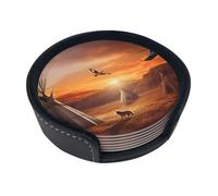 Set di 6 sottobicchieri per bevande con motivo tribù dei nativi americani in pelle, sottobicchieri, sottobicchieri, per cucina, bar, decorazione per la casa, regalo di inaugurazione della casa