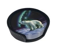 Set di 6 sottobicchieri per bevande con orsi polari e luci del nord in pelle, sottobicchieri per tazza da tè, per cucina, bar, decorazione per la casa, regalo di inaugurazione della casa