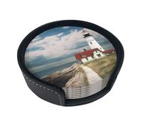 Set di 6 sottobicchieri per bevande con sfondo a forma di faro, in pelle, sottobicchieri, sottobicchieri, per tazze, cucina, bar, decorazione per la casa, regalo di inaugurazione della casa