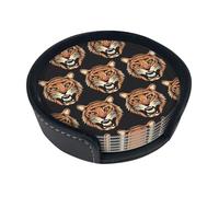 Set di 6 sottobicchieri per bevande con testa di tigre, in pelle, sottobicchieri, sottobicchieri, per tazze, cucina, bar, decorazione per la casa, regalo di inaugurazione della casa