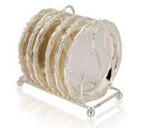 Set di 6 Sottobicchieri per Tazza con Porta, Sottobicchieri rotondi in argento Protezione decorativa da tavolo per torta e vassoio di frutta per bar, casa cucina, decorazione del tavolino da caffè