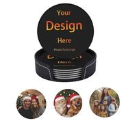 Set di 6 Sottobicchieri Personalizzati Sottobicchieri in Pelle Personalizzati per Bevande Aggiungi la tua Foto Testo Logo Tappetino Antiscivolo Personalizzato Portabicchieri per bar Caffè Cucina Casa