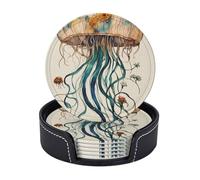 Set di 6 sottobicchieri pratici con stampa a meduse per ufficio, cucina, tavolino da caffè, decorazione per sala da pranzo, facile da pulire