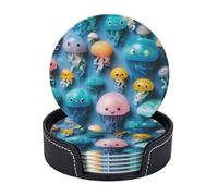 Set di 6 sottobicchieri pratici con stampa di meduse colorate, per ufficio, cucina, tavolino da caffè, decorazione per sala da pranzo, facile da pulire