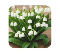 Set di 6 sottobicchieri quadrati in pelle con stampa gigli della valle, resistenti al calore, per bevande e caffè, sottobicchieri decorativi per soggiorno e cucina, 10,2 cm