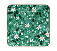 Set di 6 sottobicchieri quadrati in pelle in microfibra, per la maggior parte delle tazze, decorazione per ristoranti, motivo floreale artistico