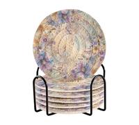 Set di 6 sottobicchieri retrò rustici viola marrone floreale con supporto sottobicchieri per la casa piccola decorazione della tavola