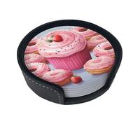 Set di 6 sottobicchieri rosa a forma di ciambella e cupcake per bevande, in pelle, sottobicchieri, sottobicchieri, per tazza, cucina, bar, decorazione per la casa, regalo di inaugurazione della casa