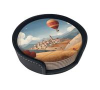 Set di 6 sottobicchieri rotondi con stampa di città e città, resistenti alle scottature e ai graffi, adatti per tavolini e tavoli da pranzo