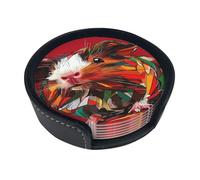 Set di 6 sottobicchieri rotondi in pelle colorata con topolino grasso, sottobicchiere con supporto, per bevande, protezione da tavolo, decorazione per bar e caffè