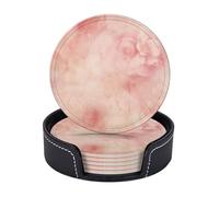 Set di 6 sottobicchieri rotondi in pelle con supporto per bevande acquerello marmo rosa tappetino riutilizzabile tavolino decorazione per la casa per protezione