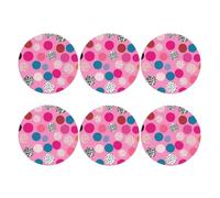 Set di 6 sottobicchieri rotondi in pelle PU per bevande, tavolino da caffè, protezione per tavolo con pois rosa pazzi, decorazione per la casa