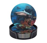 Set di 6 sottobicchieri rotondi per bevande, in pelle PU, con supporto, il sottobicchiere solare della famiglia per tazza