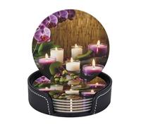 Set di 6 sottobicchieri rotondi per bevande, in pelle PU, con supporto, nave da crociera, sottobicchiere per tazza