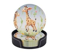 Set di 6 sottobicchieri rotondi per bevande, in pelle PU, con supporto, nave da crociera, sottobicchiere per tazza