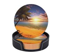 Set di 6 sottobicchieri rotondi per bevande, in pelle PU, con supporto, sottobicchiere Schnauzer ben educato per tazza