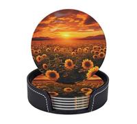 Set di 6 sottobicchieri rotondi per bevande, in pelle PU, con supporto, sottobicchiere Schnauzer ben educato per tazza