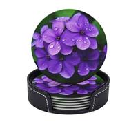 Set di 6 sottobicchieri rotondi per bevande, in pelle PU, con supporto, sottobicchiere Schnauzer ben educato per tazza