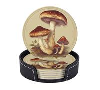 Set di 6 sottobicchieri rotondi per bevande, in pelle PU, con supporto, sottobicchiere Schnauzer ben educato per tazza