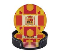 Set di 6 sottobicchieri rotondi per bevande, per tavolino da caffè, motivo bandiera spagnola, set di sottobicchieri per tazze, tappetino decorativo per la casa
