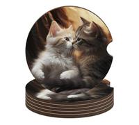Set di 6 sottobicchieri universali antiscivolo per auto, 6,6 cm, con scritta "Cat Kiss", accessori per interni dell'auto, unisex