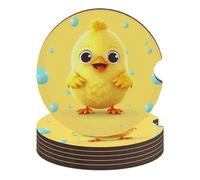Set di 6 sottobicchieri universali antiscivolo per auto a forma di pollo, 6,6 cm, unisex, con simpatico supporto per tazza per auto, sottobicchiere