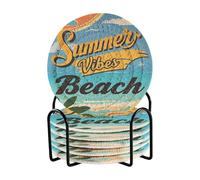 Set di 6 sottobicchieri vintage per ufficio con poster da spiaggia estivi con supporto per bevande per casa Porta Vasos Para Mesas
