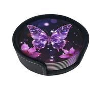 Set di 6 sottobicchieri viola a forma di farfalla per bevande, in pelle, sottobicchieri, sottobicchieri, per tazza, cucina, bar, decorazione per la casa, regalo di inaugurazione della casa