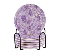 Set di 6 sottobicchieri viola con alberi di Natale e meduse per tazze, decorazione cucina