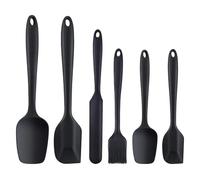 Set di 6 spatole in silicone antiaderenti, resistenti al calore, pennello for olio denso, miscela for cottura forno(Black suit)