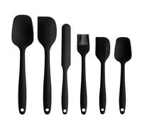 Set di 6 spatole in silicone, resistenti al calore fino a 204 °C, colore nero