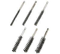 Set di 6 spazzole in acciaio inox da 6,35 mm, per la pulizia (8, 10, 12, 15, 17, 19 mm)