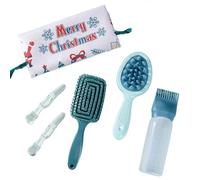 Set di 6 spazzole per capelli natalizie a doppio lato per massaggio del cuoio capelluto, pettine per capelli, pettine per capelli districante