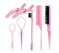 Set di 6 spazzole professionali per capelli, con strumento per prendere in giro, controllo dei bordi, pettine a coda, clip a becco d'anatra per lisciare i capelli, set di pettini per acconciare i