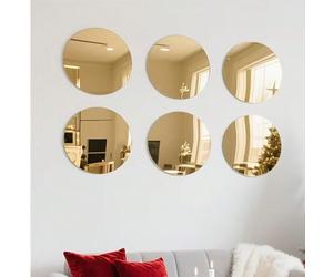 Set di 6 specchi rotondi in acrilico dorato da 30 cm - Questo set presenta un effetto specchio lucido, perfetto per la decorazione della casa in bagni, soggiorni e camere da letto. Gli specchi sono in