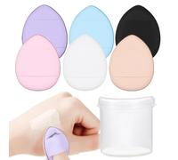 Set di 6 spugnette per cipria per dita, applicatore cosmetico per viso, con piccola custodia, per donne e ragazze, trucco bagnato e asciutto