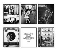Set di 6 stampe artistiche da parete retrò in bianco e nero, con profumo di donna, vintage, decorazione artistica da parete set di poster per soggiorno (20.3x25.4 cm senza cornice)