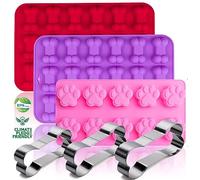 Set di 6 stampi in silicone per alimenti per cuccioli, stampi per ghiaccio in silicone con forma di cucciolo di cane e ossa, con tre misure in acciaio inox metallo a forma di osso di cane