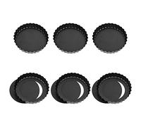 Set di 6 stampi per pasticceria antiaderente, a torta, stampo per quiche con fondo rimovibile, rivestimento in acciaio al carbonio, piatto, torta, torta, per pasticceria, torta, dessert, 12 cm