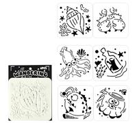 Set di 6 stencil per pittura a tema animali marini, stencil per disegni per bambini, per segni, album fotografici, album fotografici, set di stencil da parete