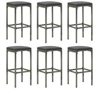Set di 6 stools per bar in rattan sintetico, con cushions, telaio in acciaio stabile per cucina Island, sala da pranzo