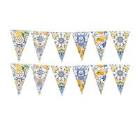 Set di 6 striscioni a forma di limone, ghirlande mediterranee blu, bianche, gialle, 12 bandiere per corda, decorazioni per feste estive italiane in Costiera Amalfitana