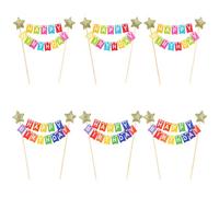 Set di 6 striscioni decorativi per torte, decorazioni per torte di buon compleanno, simpatica decorazione per torte arcobaleno, adatti per compleanni di bambini e bambine.